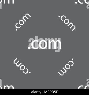 Domain COM sign icon. Top-level internet domain symbol. Seamless pattern on a gray background. Vector illustration Stock Vector