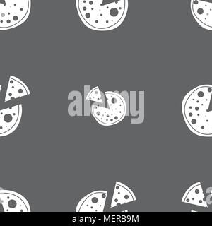 Pizza Icon. Seamless pattern on a gray background. Vector illustration Stock Vector