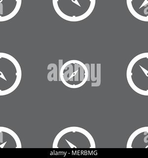 Compass sign icon. Windrose navigation symbol. Seamless pattern on a gray background. Vector illustration Stock Vector