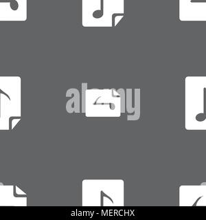 Audio, MP3 file icon sign. Seamless pattern on a gray background. Vector illustration Stock Vector