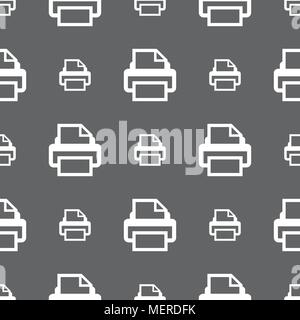 Print sign icon. Printing symbol. Seamless pattern on a gray background. Vector illustration Stock Vector