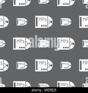 mp3 player icon sign. Seamless pattern on a gray background. Vector illustration Stock Vector