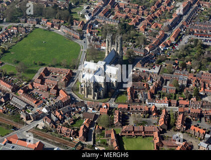 aerial view of Beverley Minster, East Yorkshire Stock Photo