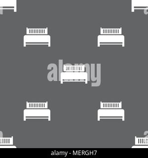 Hotel, bed icon sign. Seamless pattern on a gray background. Vector illustration Stock Vector