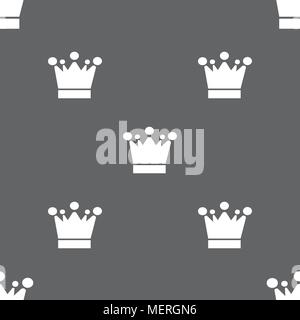 Crown icon sign. Seamless pattern on a gray background. Vector illustration Stock Vector