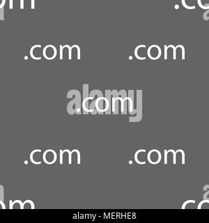 Domain COM sign icon. Top-level internet domain symbol. Seamless pattern on a gray background. Vector illustration Stock Vector