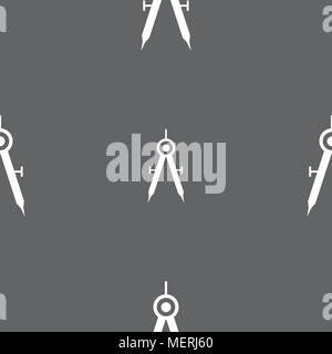 Mathematical Compass sign icon. Seamless pattern on a gray background. Vector illustration Stock Vector