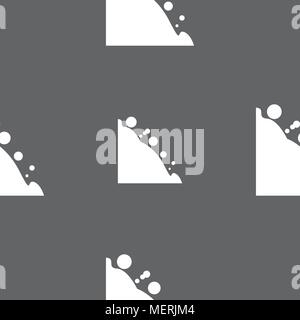 Rockfall icon. Seamless pattern on a gray background. Vector illustration Stock Vector