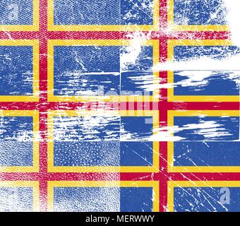 Flag of Aland with old texture. Vector illustration Stock Vector