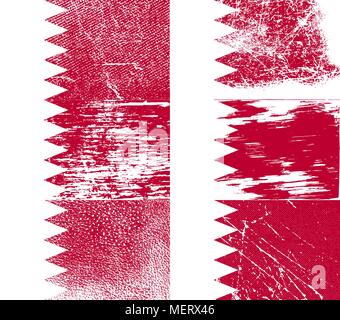 Flag of Bahrain with old texture. Vector illustration Stock Vector