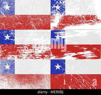 Flag of Chile with old texture. Vector illustration Stock Vector