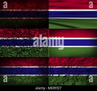 Flag of Gambia with old texture. Vector illustration Stock Vector