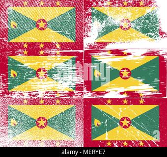 Flag of Grenada with old texture. Vector illustration Stock Vector