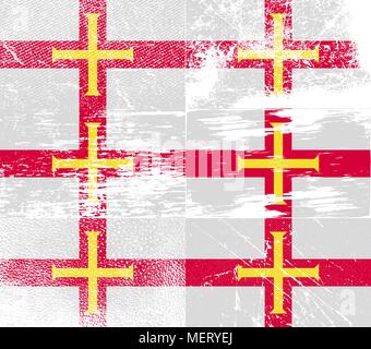 Flag of Guernsey with old texture. Vector illustration Stock Vector