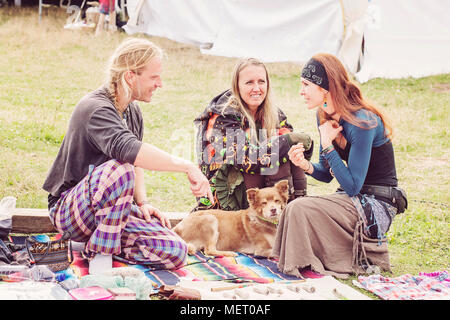 Young Participants of popular Music Festival Funny Moon in Czech Republic, Europe, July 15, 2017 Stock Photo