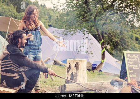 Young Participants of popular Music Festival Funny Moon in Czech Republic, Europe, July 15, 2017 Stock Photo