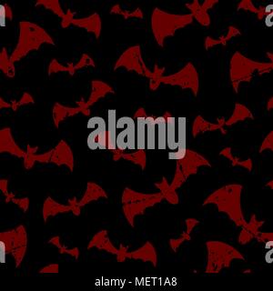 Grunge halloween seamless pattern with bats Stock Vector