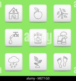 Ecology icons, web buttons Stock Vector
