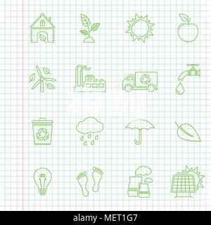 Environment icons, thin line style, flat design Stock Vector