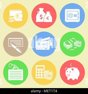Finance flat icons set Stock Vector