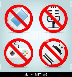 Technology prohibited signs Stock Vector