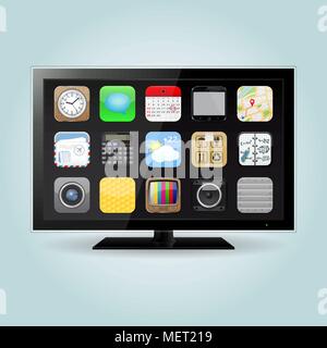 Smart TV with apps icons Stock Vector