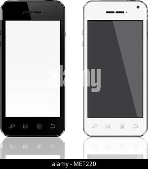 Smartphones vector mockup black and white Stock Vector