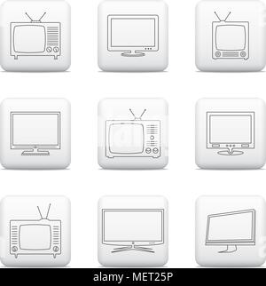 TV icons, web buttons set Stock Vector