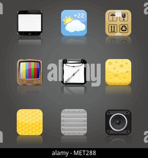 Apps icons with reflection Stock Vector