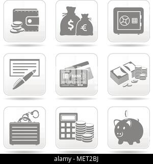 Money icons, web buttons Stock Vector