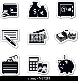 Vector black money icons set Stock Vector Image & Art - Alamy