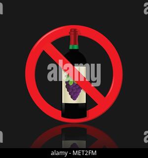 No alcohol, warning sign, vector illustration Stock Vector