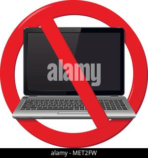 No Laptop Area Vector Sign Stock Vector