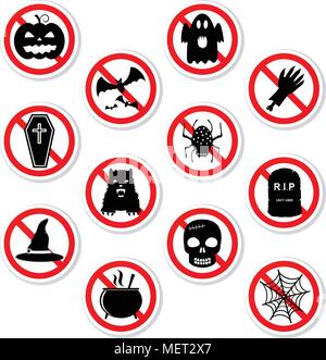 Halloween prohibiting stickers Stock Vector