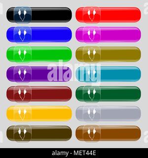 headphones icon sign. Set from fourteen multi-colored glass buttons with place for text. Vector illustration Stock Vector