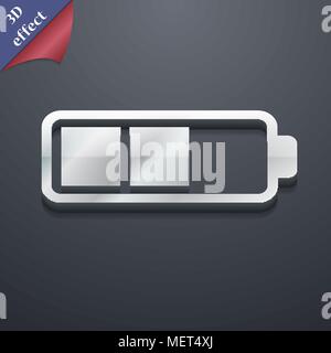 Battery half icon symbol. 3D style. Trendy, modern design with space for your text Vector illustration Stock Vector