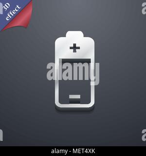 battery icon symbol. 3D style. Trendy, modern design with space for your text Vector illustration Stock Vector