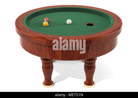 Elliptical pool table, billiards. 3D rendering isolated on white background Stock Photo