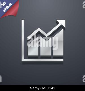 Growing bar chart icon symbol. 3D style. Trendy, modern design with space for your text Vector illustration Stock Vector