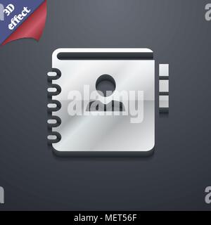 Notebook, address, phone book icon symbol. 3D style. Trendy, modern design with space for your text Vector illustration Stock Vector