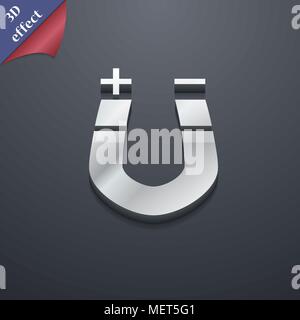 horseshoe magnet, magnetism, magnetize, attraction icon symbol. 3D style. Trendy, modern design with space for your text Vector illustration Stock Vector