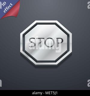 Stop icon symbol. 3D style. Trendy, modern design with space for your text Vector illustration Stock Vector