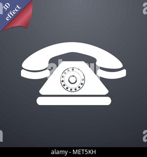 Retro telephone icon symbol. 3D style. Trendy, modern design with space for your text Vector illustration Stock Vector