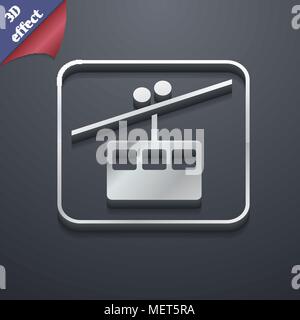 cable car line icon symbol. 3D style. Trendy, modern design with space for your text Vector illustration Stock Vector