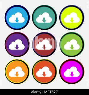 Backup icon sign. Nine multi colored round buttons. Vector illustration Stock Vector