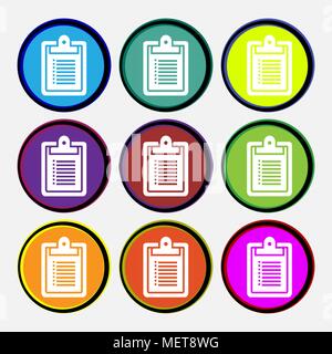 notebook icon sign. Nine multi colored round buttons. Vector illustration Stock Vector