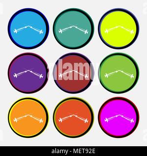 Syringes icon sign. Nine multi colored round buttons. Vector illustration Stock Vector