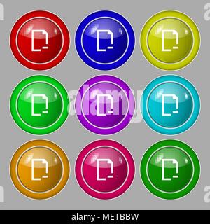 Remove Folder icon sign. symbol on nine round colourful buttons. Vector illustration Stock Vector