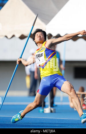 Akihiko Nakamura,  APRIL 22, 2018 Athletics :  TOKYO Combined Events Meet 2018  Men's Decathlon - Javelin Throw  at Komazawa Olympic Park General Sports Ground in Tokyo, Japan.  (by Naoki Morita/AFLO SPORT) Stock Photo