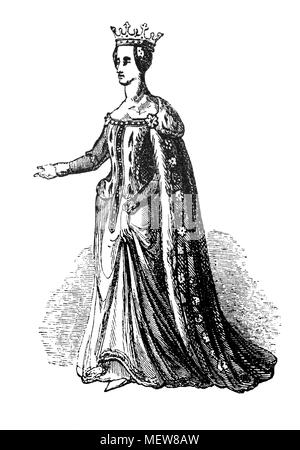 Catherine of Valois (1401 – 1437 was the queen consort of England from 1420 until 1422. A daughter of Charles VI of France, she married Henry V of England and gave birth to his heir Henry VI of England. Her liaison (and possible secret marriage) with Owen Tudor proved the springboard of that family's fortunes, eventually leading to their grandson's elevation as Henry VII of England. Catherine's older sister Isabella was queen of England from 1396 until 1399, as the child bride of Richard II.